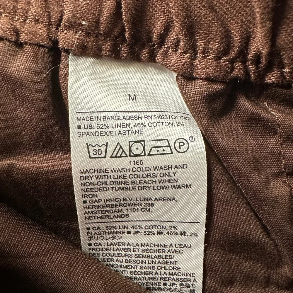 Banana Republic‎ Pants Womens M Tapered High-Rise Linen Blend Ankle Brown Casual
